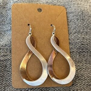 Two-Tone Silver and Copper Loop Drop Earrings